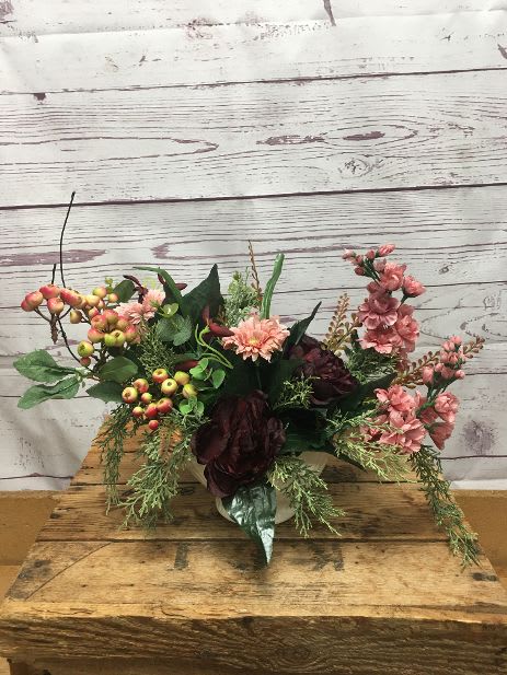 Marvelous Mauve & Burgundy Silk (Artificial) Floral Arrangement