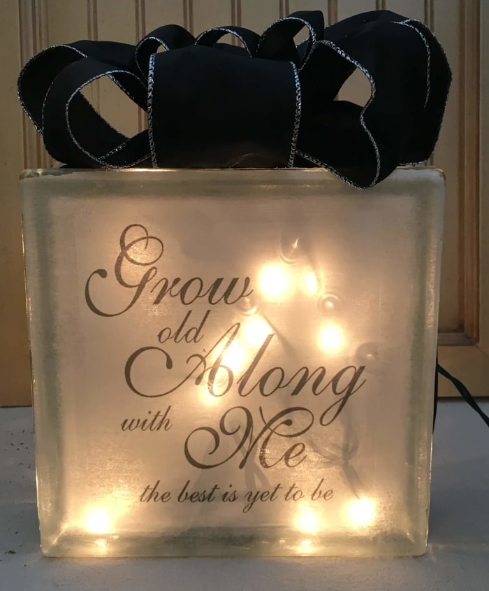 Grow Old Along With Me Lighted Glass Block