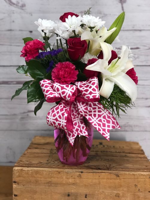 Glitz and Glam Pink Rose and Lily Bouquet