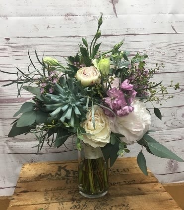 Posh Peony, Succulent and Mauve Wedding Flowers