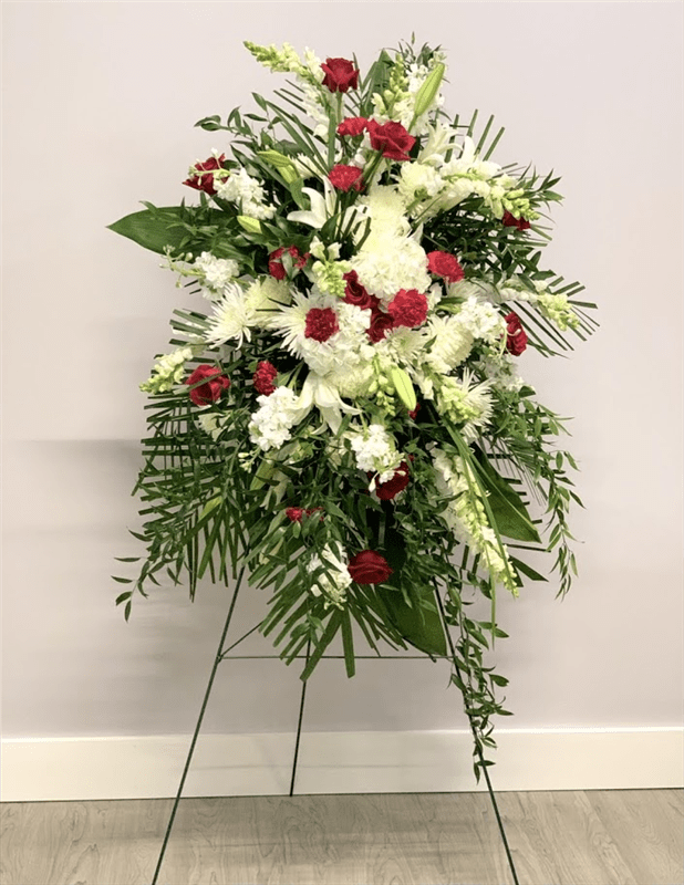 Funeral Spray Red and White