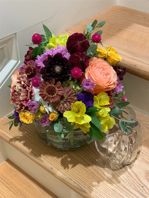 Glass Pumpkin Floral Designs