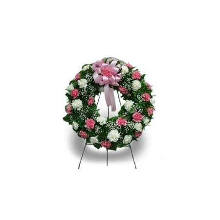 4F-36 Carnation Wreath Pink And White