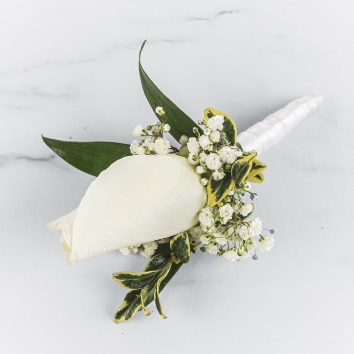 White Rose Boutonnière by BloomNation™