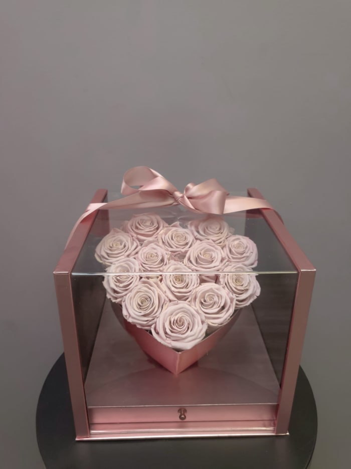 Preserved Roses - Heart Box With Drawer