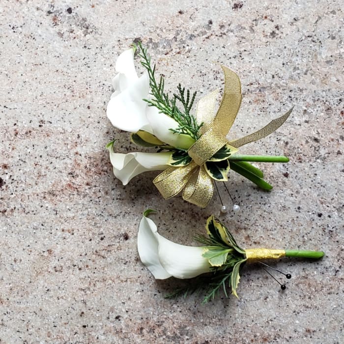 SILK Calla Prom Corsage and Boutonniere Set