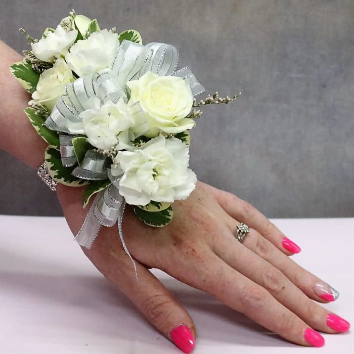 White rose & Carnation Corsage/Boutonniere