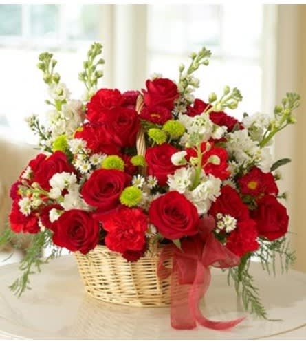 Mixed Basket Arrangement for Sympathy - Red