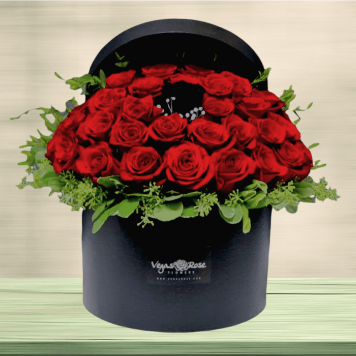 RED & BLACK ROSES IN WIDE BOX Flower Delivery Las Vegas NV - Vegas Rose ...