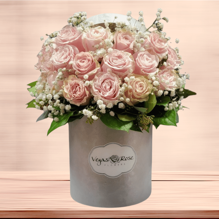 PINK ROSES WITH BABY SPREAD IN ANY BOX Flower Delivery Las Vegas NV