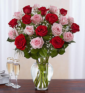 Ultimate Elegance Long Stem Pink and Red Roses