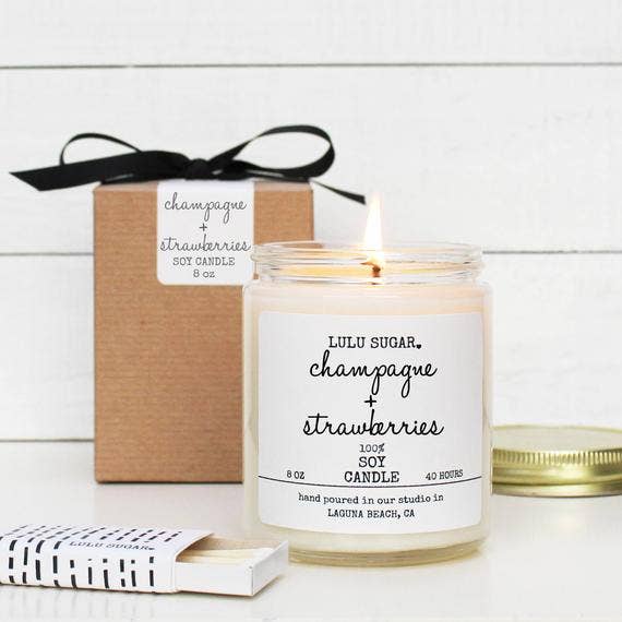 LuLu Sugar ”Champagne & Strawberry” Scented Soy Candle