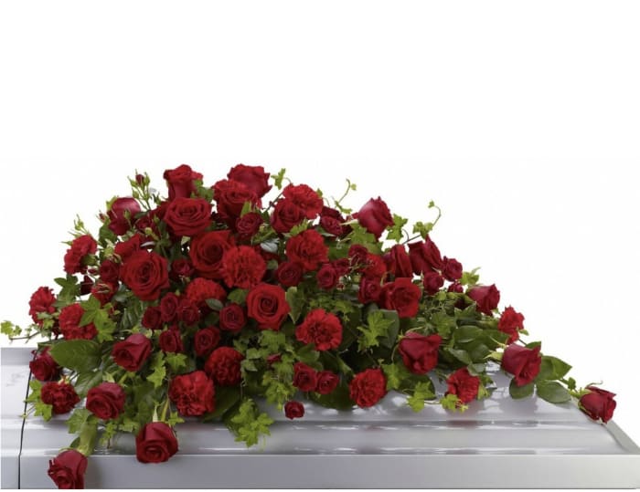 Red Rose Reverence Casket Spray