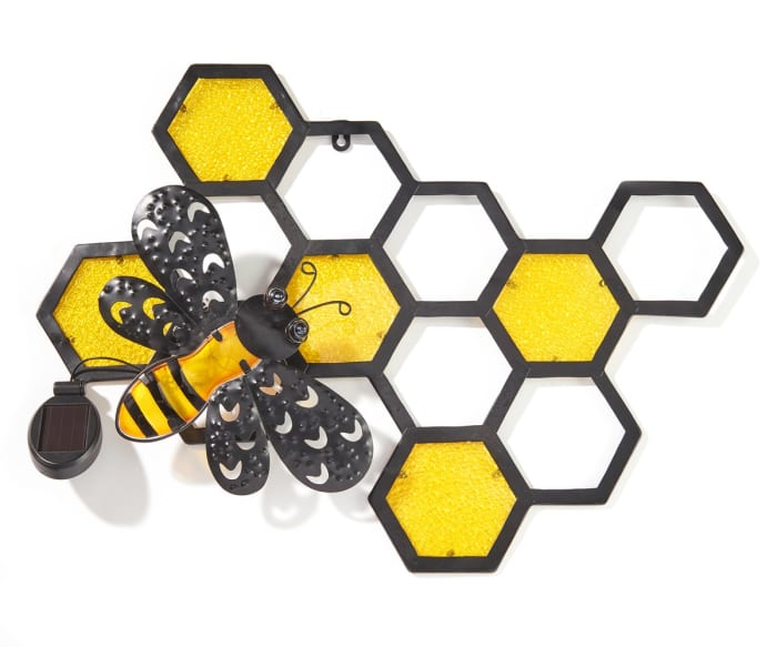 Metal & Glass Solar Bee Wall Decor