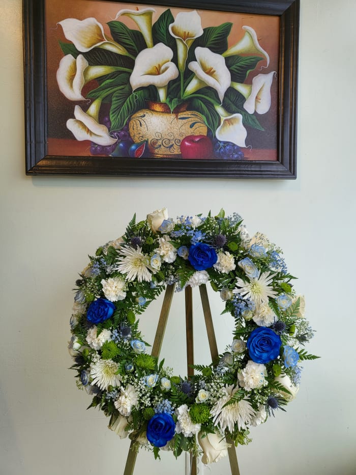 Blue and White Wreath