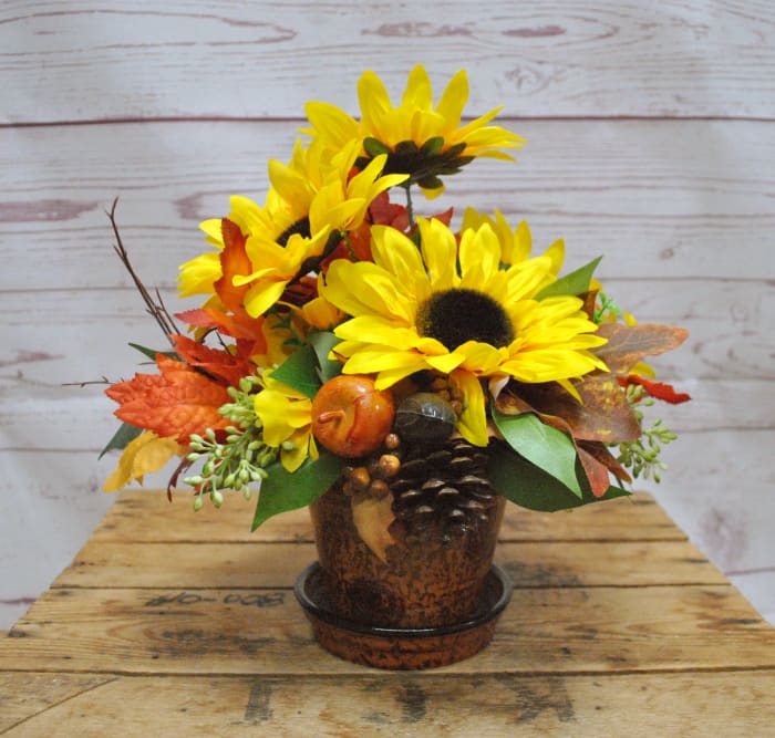 Autumn Sunflowers Silk (Artificial) Arrangement