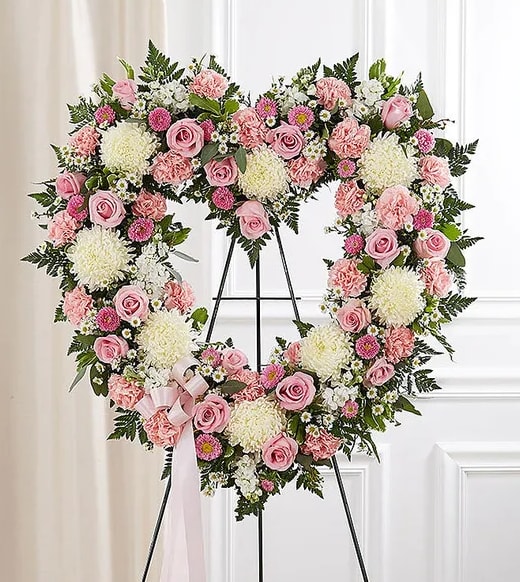 Always Remember™ Floral Heart Tribute - Pink & White