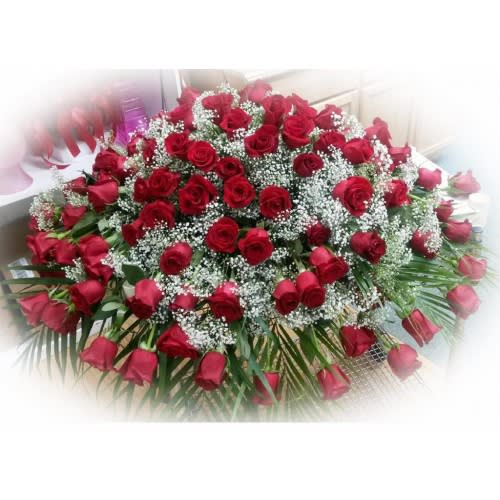 100 Red Rose Casket Spray