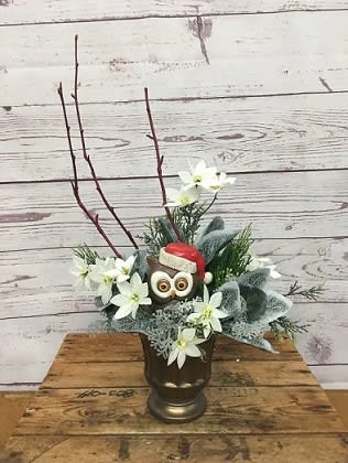 Happy HOOlidays Silk Arrangement with Owl