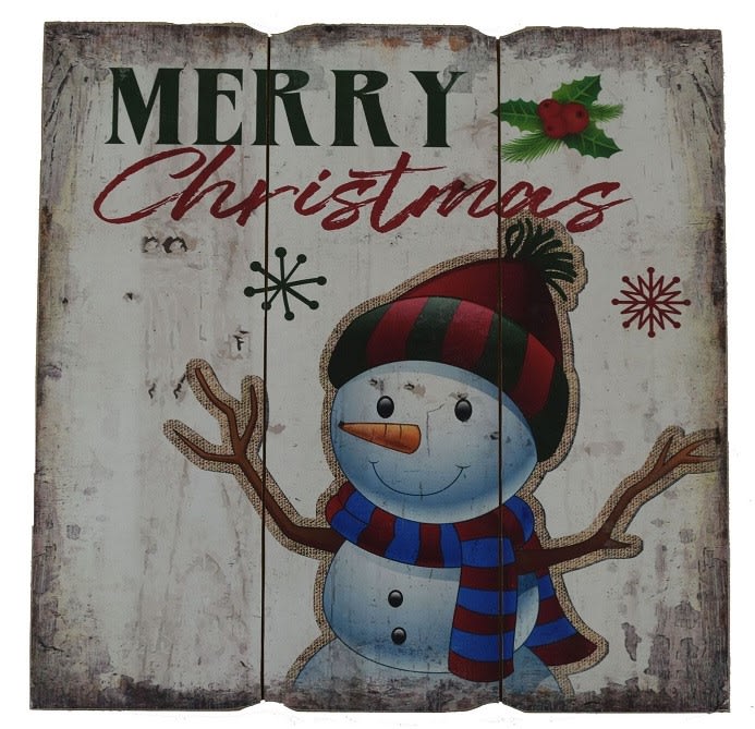 Merry Christmas Snowman Wall Sign 