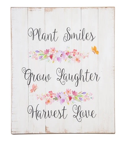 Plant Smiles Floral Wooden Sign