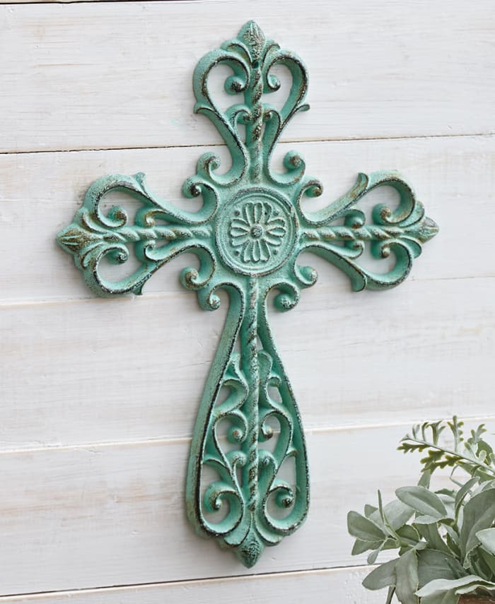 Teal Cast Iron Cross