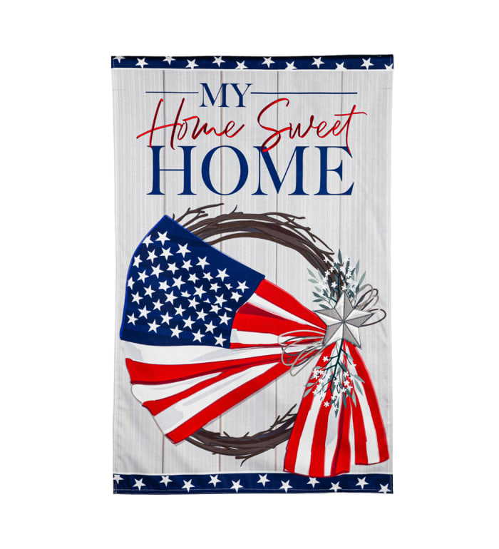 American Flag Wreath House Linen Flag