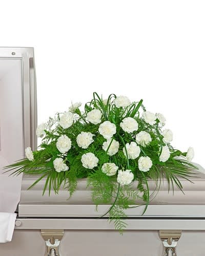 White Divinity Casket Spray