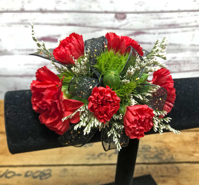 Red Mini Carnation Wristlet Corsage