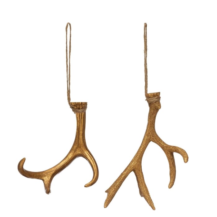 Resin Antler Ornament, Gold Finish