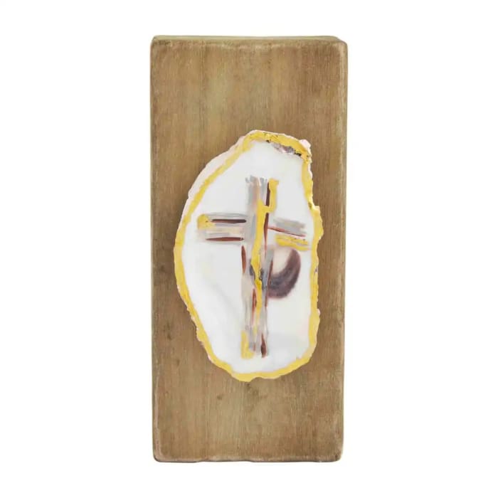 Cross nativity oyster plaque 