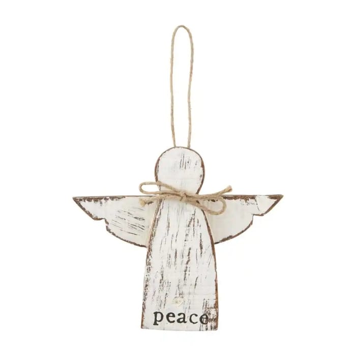 White Wood Angel Ornament