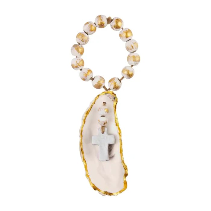 Silver Beaded Oyster Ornament 