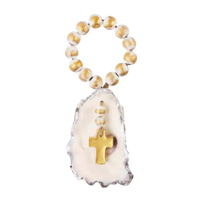 Gold Beaded Oyster Ornament