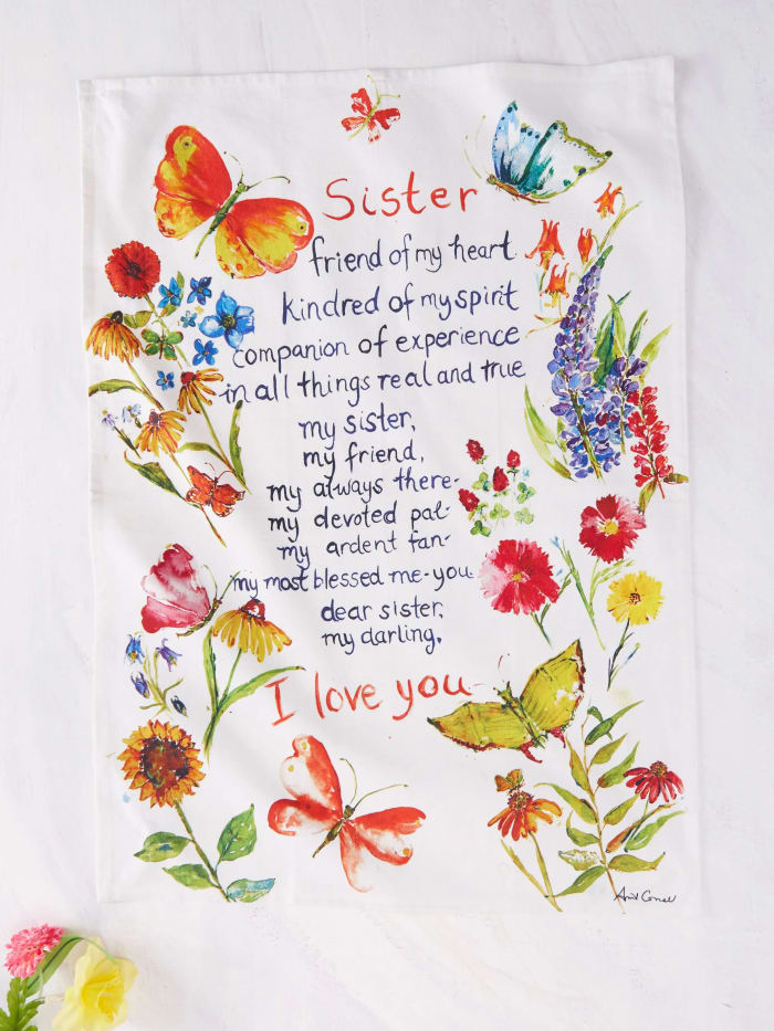 Sister Garden Watercolor Tea Towel