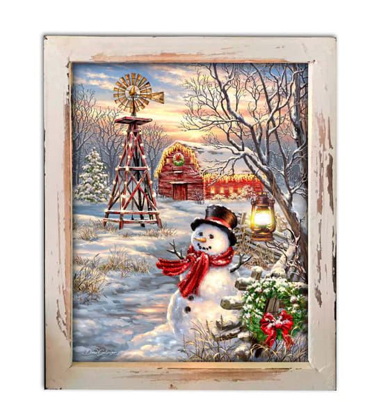 Winter Windmill - Lighted Shadow Box