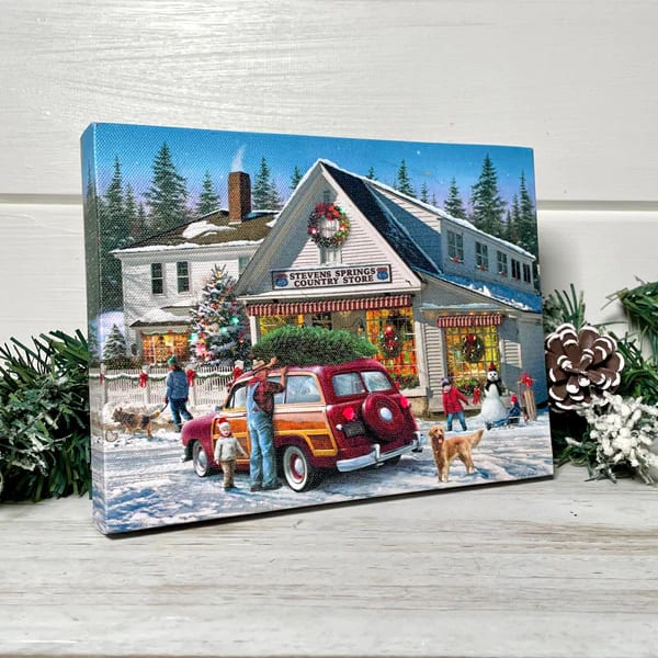 Christmas General Store - Lighted Tabletop Canvas 8x6