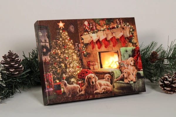 Golden Christmas - Lighted Tabletop Canvas 8x6