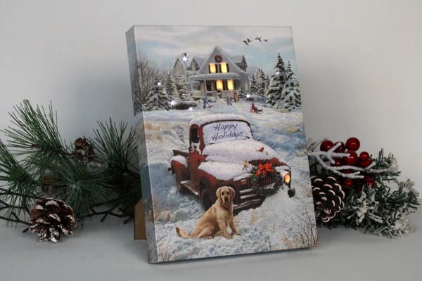 Happy Holidays - Lighted Tabletop Canvas 8x6