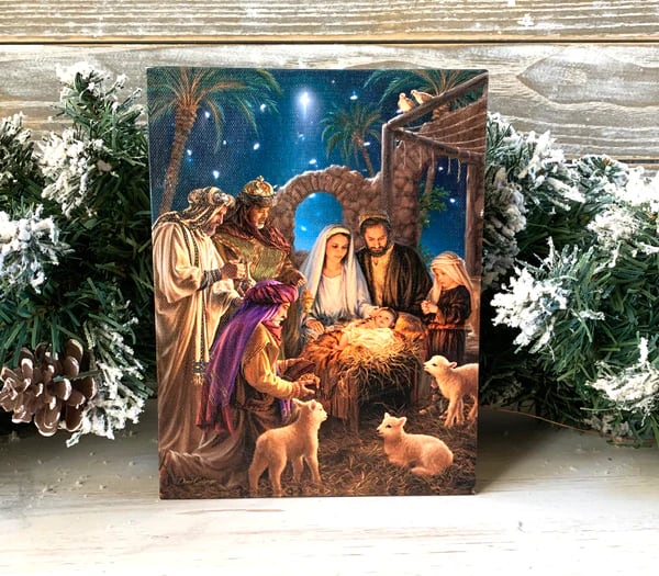 The Nativity - Lighted Tabletop Canvas 8x6