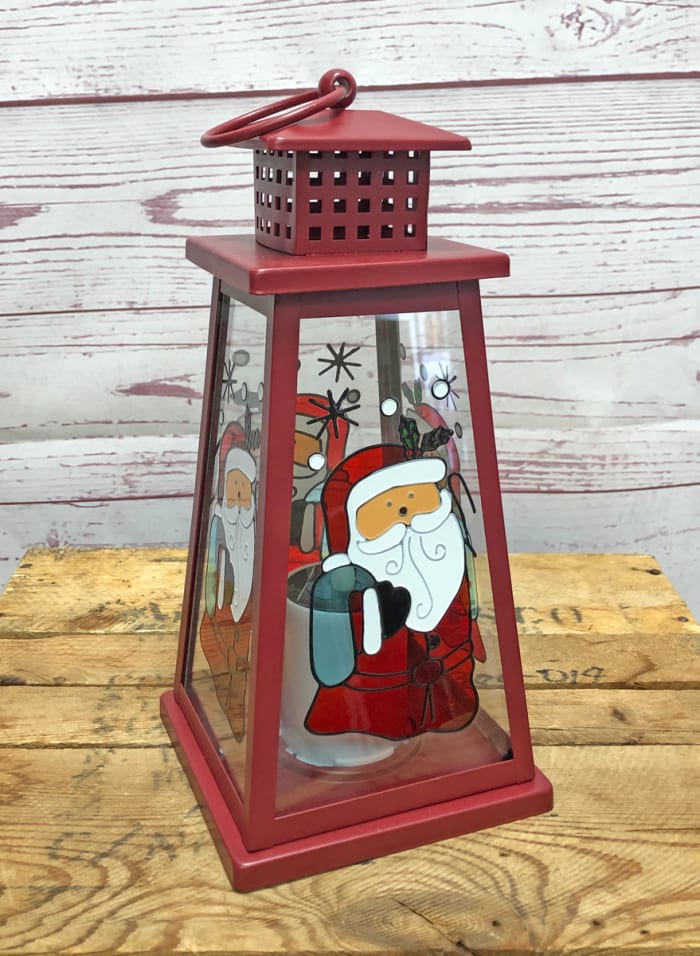 Stained Glass Santa Solar Lantern