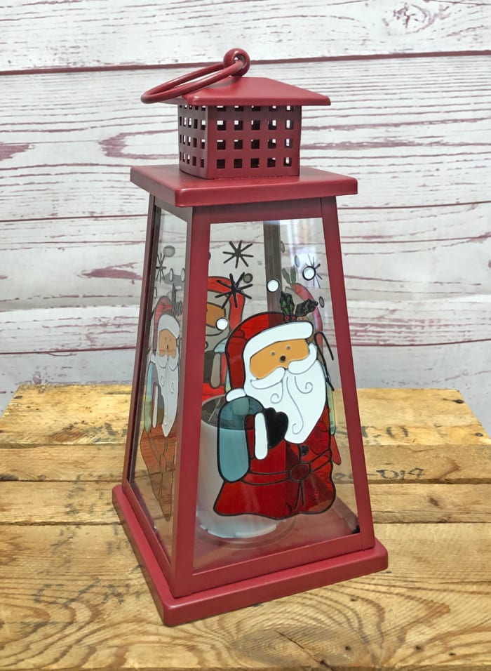 Stained Glass Santa Solar Lantern