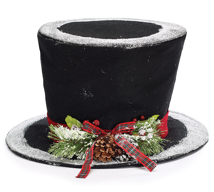 BLACK FELT TOPHAT TREE TOPPER