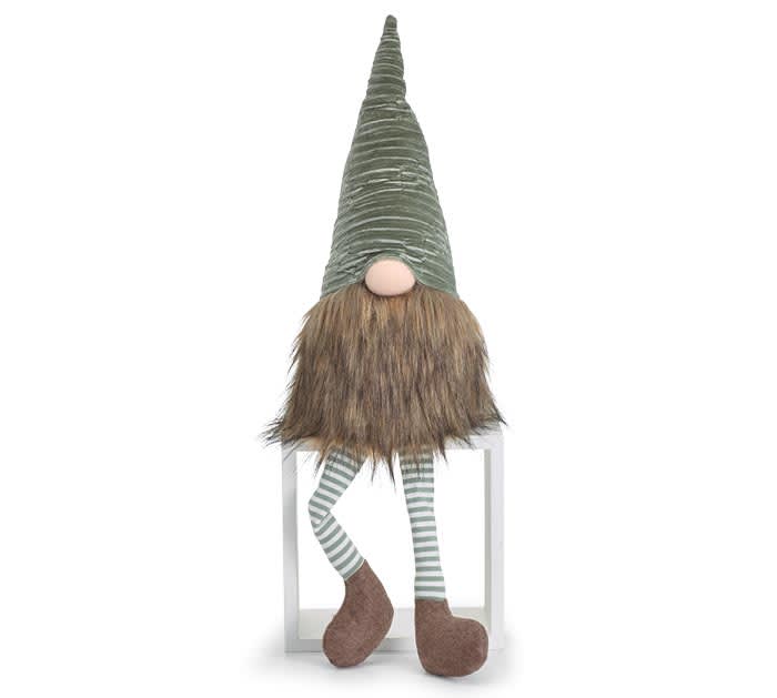 25" GNOME WITH GREEN HAT AND BROWN BEARD