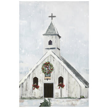 Winter Church Canvas - Framed
