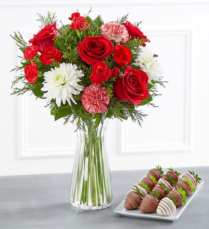 Deliciously Decadent™ Festive Holiday Bouquet & Holiday Cheer Strawberries