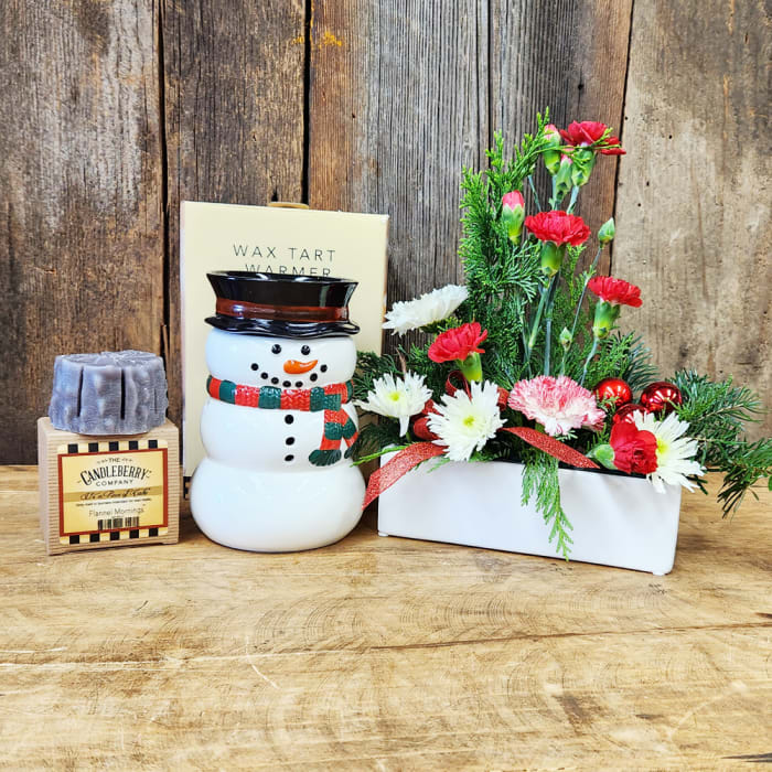 Snowman Warmer and Flowers