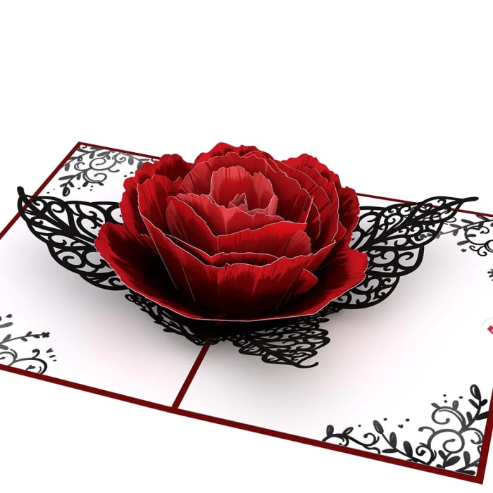 LovePop Ornate Red Rose Bloom Pop Up Card *ONLY 1 LEFT*