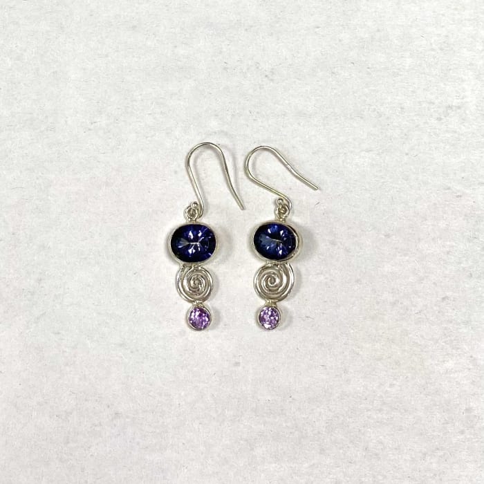 Labradorite & Amethyst Sterling Silver Earrings