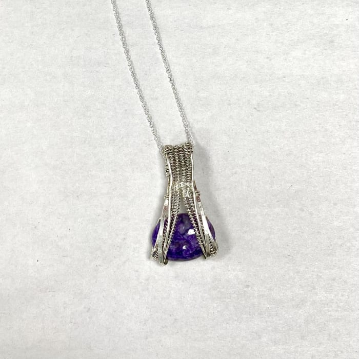 Purple Charoite Sterling Silver Necklace